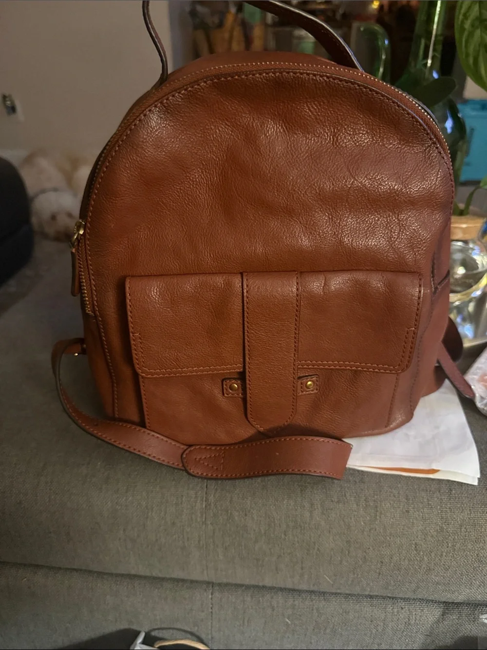 Frye Chestnut Brown Leather Backpack
